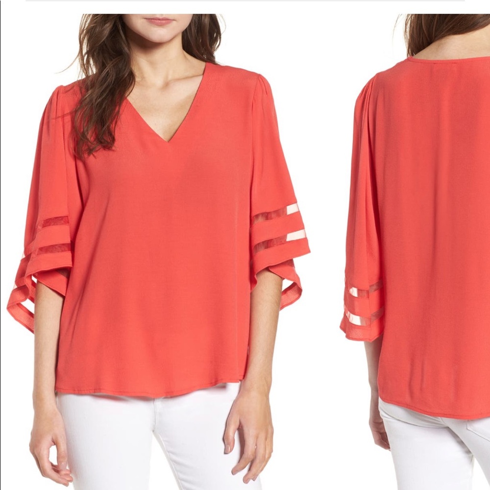 Red Hibiscus Chelsea28 Illusion sleeve top from Nordstrom